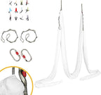 Kojem Aerial Silk Fabric Yoga Swing Kit For Fitness Yoga Inversions Flexibility Core Strength Dance White Nylon Fabric 6.6/13.1 Yards