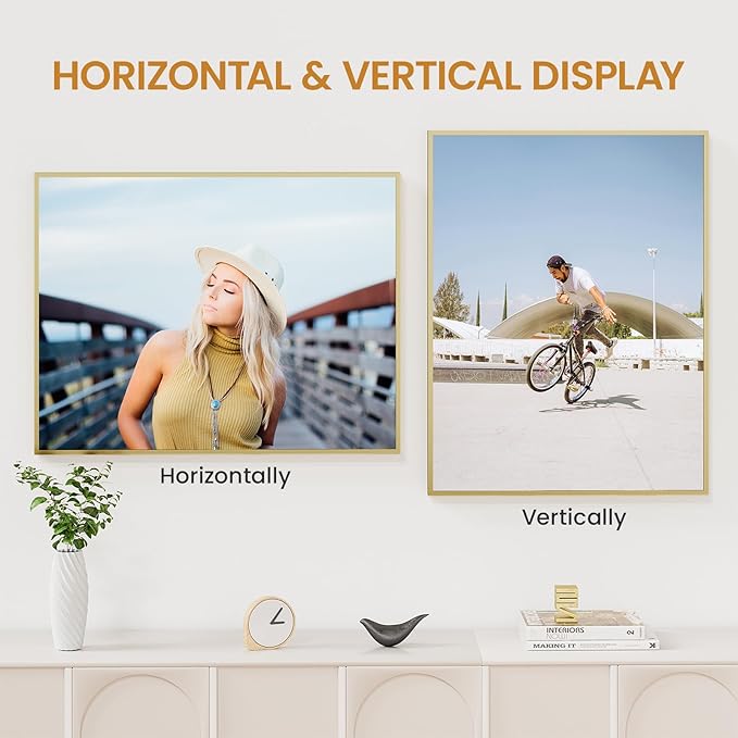 20x26 Aluminum Metal Picture Frame,Tempered Glass Gold Photo Frame 20x26 for Family Photo,Posters,Art,Document to Wall Mount Horizontally or Vertically