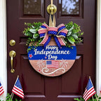 4th of July Wreaths Decorations for Front Door with Large Bow, USA 250th Anniversary Merchandise, Independence Day & Summer Patriotic Decorations for Garden & Patio (Color-Day)
