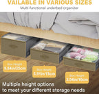 6-Inch Under Bed Storage Containers (2-Pack) | Sturdy Sidewalls | Clear Cover & Label Holder | Foldable Fabric Closet Bin Organizer | Stores Clothing/Blankets/Sweaters/Sheets