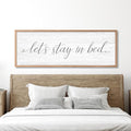 Lets Stay in Bed Wall Decor Above Bed 41.3''×15'' Large Farmhouse Wall Decor for Bedroom Guest Room Decor Framed Wood Wall Art Rustic Master Bedroom Wall Decoration (brown frame)