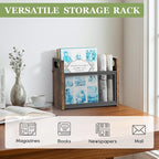 Rustic Magazine Holder, Wood Magazine Rack Floor, Magazine Storage Basket, Mesh Magazine File Holder, Magazine Holders for Shelves，Magazine Stand for Desk, Folder Organizer Bin for Magazines