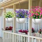 TURNMEON 20 Bundles Artificial Flowers for Outdoors Fake Plants Spring Decor, UV Resistant Artificial Plants Cemetery Fake Flowers Faux Plastic Greenery Shrubs for Home Porch Summer Decor 580 Heads