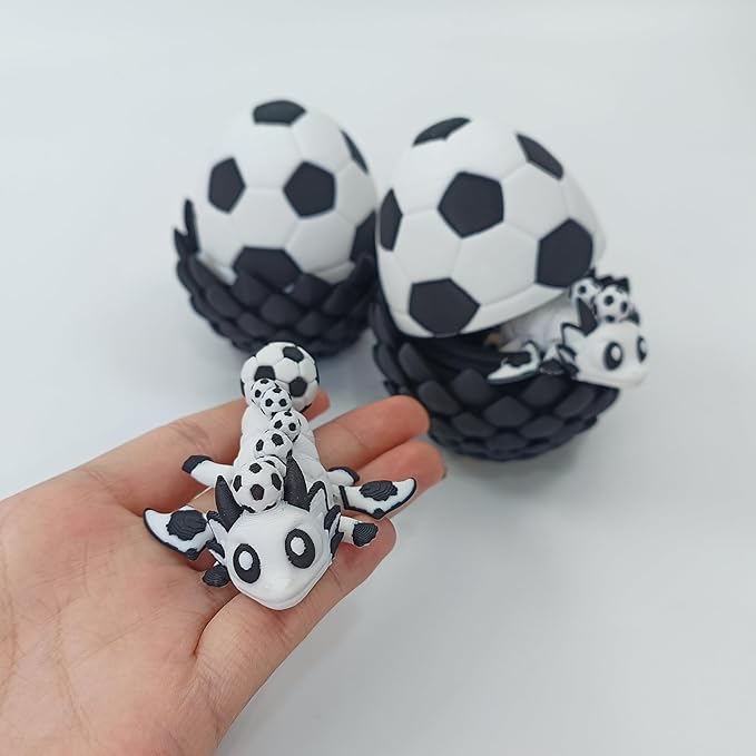 Enchanted 3D Egg with Miniature Inside - Handcrafted Printed Collectible | Fantasy Decor & Gift (Soccer Dragon & Egg (Box))