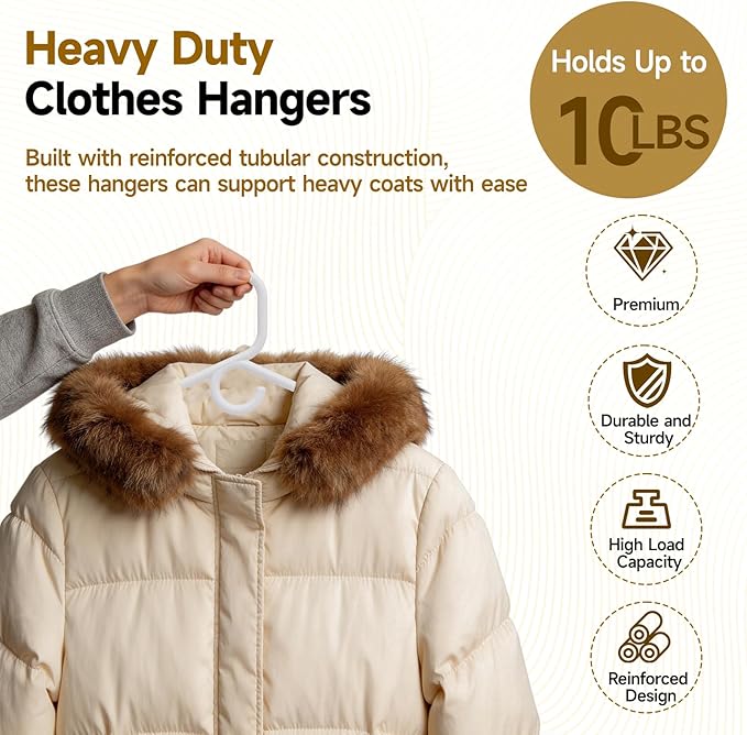 White Plastic Hangers 36 Pack, Heavy Duty Clothes Hangers for Standard Size Hangers with Center Hook & Non-Slip Pants Bar for Shirts, Pants, Coat, Dresses, Jackets, Scarves and Belts