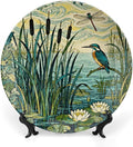 Custom Gifts Ceramic Decorative Plate, William Morris Forest Plants, Birds And Lotus Flowers Hand-Painted Ceramic Decorative Plates Household Unique Art with Stand, Modern Decor for Farmhouse Office
