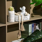 Jetec Decorative Display Books Hardcover, Faux Farmhouse Stacked for Coffee Tables Shelves with Wood Bead Tassels 58 Inch, 3 Pieces, White(Take Time to do, What Makes, Your Soul Happy)