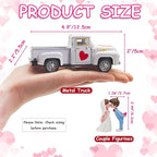 Valentines Day Decorations Farmhouse Vintage Mini Truck with Love Couple Figurines, Heart Pattern, Valentine's Day Home Tiered Tray Decor Valentine & Wedding Table Centerpiece Gifts for Her Him