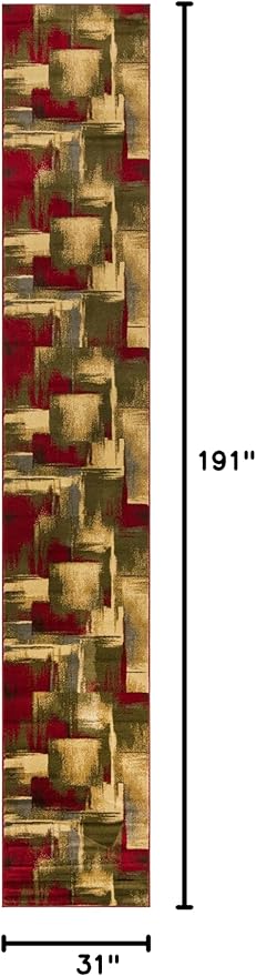 Unique Loom Barista Collection Area Rug - Timor (2' 7" x 15' 11" Runner, Multi/Red)