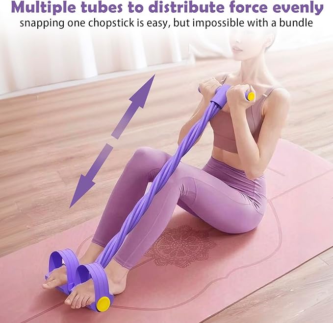 Multifunctional Pedal Resistance Band with Handle,4/6/8 Tubes for All Weights,Upgrade Heavy-Duty TPE Tubes with 300% Stretch for Full Body Workouts.