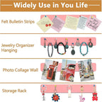 Felt Pin Board Bar Strips Bulletin Board for Bedrooms Offices Home Wall Decoration, Notice Board Self Adhesive Cork Board with 35 Push Pins for Paste Notes, Photos, Schedules