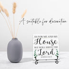 As For Me And My House We Will Serve The Lord Wooden Sign - 5" Christian Wooden Plaque With Metal Support - Rustic Tabletop Home, Office Room Decor - Gifts For Family & Friends - A04