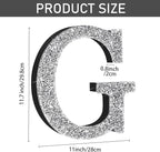 Qunclay 12'' Silver Crystal Diamond Bling Letters Crushed Diamond Decoration Wooden Glitter Letter with Screw and Hooks Rhinestone Gift for Wedding Y2k Mcbling Bedroom Wall Decor (Letter G)
