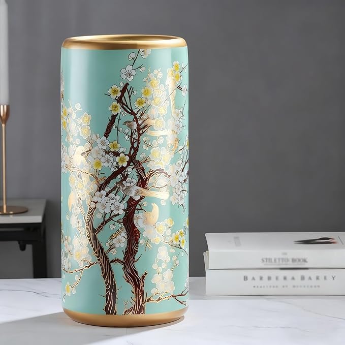 Ceramic Umbrella Stand, Vintage Ceramic Umbrella Stand, Umbrella Holder for Entryway, Multi-Functional Painted Porcelain, for Home Office Entrance Indoor(F)