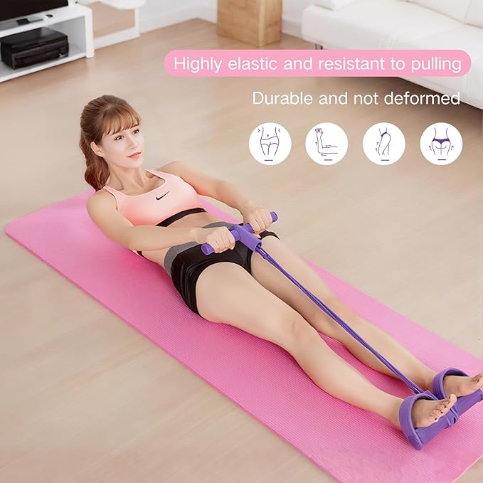 Fitness Resistance Bands Set with Handles & Ankle Straps - 4 Tube Exercise Bands for Arm, Leg, Strength Training, Stretching - Home Gym Workout Equipment