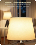 Tripod Table Lamp, 14.6" Small Bedside Table Lamp, Modern Nightstand Lamp with White Linen Shade & Dark Walnut Base, Boho Desk Lamp for Bedroom, Kids Room, Living Room, Study, VW51TL05