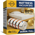 Memory Foam Mattress Vacuum Bag, Heavy-Duty Mattress Storage Bag for Moving and Transport, Mattress Compression Bag with Straps & Dual-Zip Seal (Orange Straps, Queen/Full-XL)