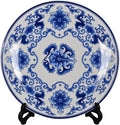Decorative Plates Blue and White Porcelain Plates of 26cm Oriental Floral Pattern Ceramic Craft for Ornaments Giving Plates, 1 Plate with 1 Display Stand