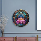 Moroccan Water Lily Stained Glass Print Decorative Plates Home Decor Ceramic Plates, Dinner Plates Display for Living Room, Kitchen, Hallway Console Side Table, Presents for Lotus Lover, 7 Inch