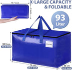 StorageRight Heavy Duty Moving Boxes-Moving Bags with Zipper, Reinforced Handles and Tag Pocket-Collapsible Moving Supplies-Totes for Storage Great for moving, Storage and Travel 93L(Blue-8 Pack)