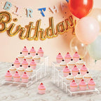 8 Pcs Large Acrylic Display Risers (7" L~9" L), Sturdy Rectangular Dessert Stands, Perfume Shelf Organizer, Clear Riser Stands, Display Shelves for Cupcake, Perfume, Figure, Collection, Decoration.