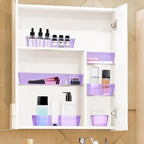 10 PCS Drawer Organizer Set, 4 Varied Size Bathroom and kitchen Drawer cabinet organizer Trays, Clear Storage Bins for Makeup, Jewelry, Utensils and Gadgets, Purple