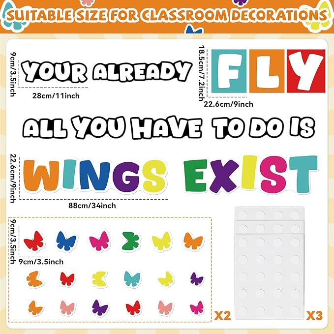 gisgfim Classroom Bulletin Board Decoration Set Wall Door Decor Colorful Classroom Decorations for Kindergarten Preschool Elementary Middle School(Your Wings Already Exist)