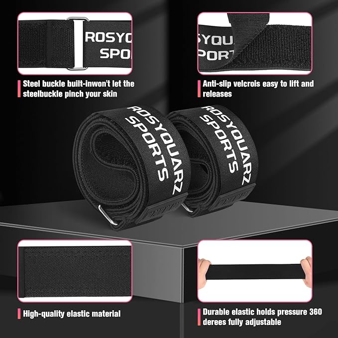 Booty Bands for Working Out, Blood Flow Restriction Bands for Women/Men, Adjustable Velcro Occlusion Resistance Bands BFR Training Bands for Glutes & Hip Building 2 Pack
