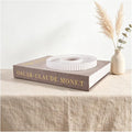 Decorative Books for Home Decor, Coffee Table Decor with Linen White Books Stack Bookshelf, Fake Book Double as Libros Decorativos and Photo Storage (2 Piece Set with Tray)
