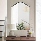 Black Decorative Wall Mirror, 30"x20", Black Arched Mirror, Traditional Framed Wall Mirror for Bathroom, Entryway, Living Room, Hallway
