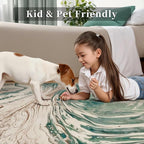 Ciicool Modern Abstract Area Rug 2x3 Washable Small Soft Entryway Rugs, Green Non-Slip Low Pile Throw Swirl Entry Rug, Foldable Kitchen Bathroom Rugs Floor Carpet for Entrance Bedroom Indoor Doormat