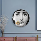Lina Cavalieri Plate, Wall Decorative Plate, Mysterious Face Plate Wall Hanging Decoration,Including Bracket And Special Spring HooK,style-2,7inch