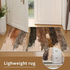 Ciicool Modern Abstract Rug for Living Room, 5'x7' Machine Washable Area Rug Non-Slip Rug, Low-Pile Contemporary Indoor Dining Floor Carpet for Bedroom Office Under Table Home Decor Brown Black