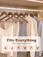 HOUSE DAY Walnut Wooden Hangers 30 Pack, Heavy Duty Wooden Coat Hanger for Closet, Solid Wood Hanger with Non Slip Pant Bar, Smooth Finish Wood Clothes Hangers for Shirts, Suits Jackets, Dress