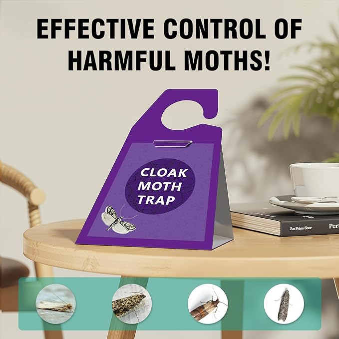 Moth Traps, Clothes Moth Killer with Sticky Glue Pheromone, No Toxic Odorless Organic Meal Moths Trap,Sticky Trap Based Repellent for Closets Carpet Kitchen Garden Barn,6 Packs