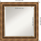 Amanti Art Bronze Wall Mirror 25x25 Manhattan Bronze Square Bathroom Mirror for Wall Decor Living Room, Medium Traditional Wood Frame, Hangs Horizonally and Vertically, Bathroom Decor, Beveled Edge