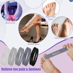 Set of 5 Toe Stretcher Band Separator Spacer Bunion Correction Hallux Valgus Alignment Foot Stretcher Straightener Resistance Loop Yoga Exercise Foot Care with Carry Bag(Grey)