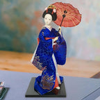12inch Japanese Geisha Ethnic Japanese Geisha Dolls Oriental Ancient Kabuki Girl Statue Kimono Dolls for Tabletop Home Decor, Dark Blue