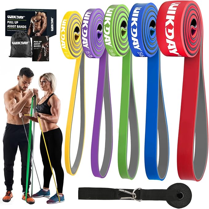 Resistance Bands, Pull Up Bands, Workout Bands for Exercise, Thick Heavy Resistance Band Set with Door Anchor, Elastic Bands for Body Stretching, Training at Home/Gym for Men & Women