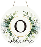 Monogram Letter O Wreaths for Front Door Wreath Wooden Welcome Sign for Front Door Decor Floral Family Last Name Initial House Warming Spring Summer Porch Rustic Wall Home Kitchen Boho Decorations