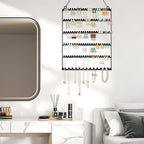 6 Tier Earring Holder Wall Mounted Hanging Earring Organizer, Earring Display Storage with 123 Holes and 129 Grooves Jewelry Organizer Tree for Stud/Hoop/Dangle Earrings Necklace（Black）