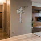 WORGO White Metal Cross Wall Decor Iron Christian Cross for Home Church, Hollow Out Artistic Hanging Ornament, Crosses Wall Decor for Living Room, Bedroom, Decorative Thankful Religious Gift 29.9x19.8 inch