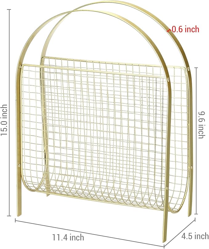 MyGift Magazine Rack, Floor Freestanding Magazine Holder for Bathroom Bedroom Office, Books Newspapers File Mail Organizer, Mid Century Modern Decor Wire Storage for Tablets and Documents