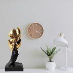 Thinker Statue-Silence is Gold-Abstract Art Figurine Decor - 12" H No Hear No See No Speak Modern Home Resin Sculptures Decorative Objects Decor for Home Office Bookshelf Desktop