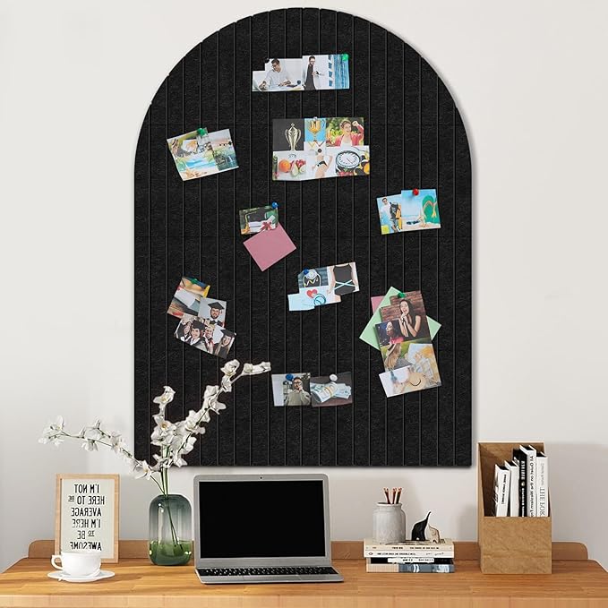 Large Cork Board for Wall & Office Decor, 48" x 36" Arched Felt Bulletin Board Pin Board Vision Board with 30 Pins – 12 Customizable Wall Tiles for Office Home Bedroom,Photo & Picture Display