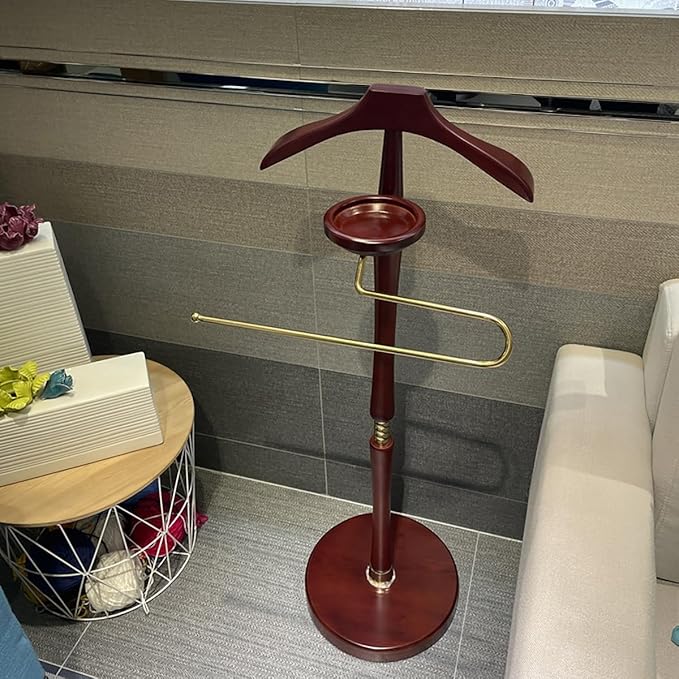 Suit Valet Stands for Women and Men,Clothes Valet Stand with Base Vertical,Wood Suit Rack,Freestanding Belt Holder Mens Valet Stand,Retail Display Rack Valet Stand,for Entrywaye