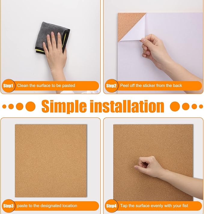 Cork Board Tiles 12"x12" - 1/2" Thick - 8 Pack Cork Tiles - Bulletin Board - Mini Wall (8pack) (8pack 30.5 * 30.5 * 1.2)
