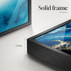 Large Framed Modern Elegant Abstract Wall Art for Living Room, 3 Piece Contemporary Blue and Gold Bright Prints Paintings Artwork for Walls, Luxury Pictures for Hallway Home Office Wall Decor 24x36 In