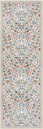 Moynesa Floral Hallway Runner Rug, 2x6 Kitchen Runner Non-Skid Washable, Boho Botanical Soft Ultra Thin Throw Mat for Bathroom Laundry Bedroom, Beige