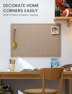 Fluxynara Bulletin Board,35.4" x 23.6" Cork Board Alternative with 12 Safe Removable Adhesive Tabs, Foldable Felt Pin Board for Home Office, Classroom, Bedroom,Entryway for Walls—Taupe